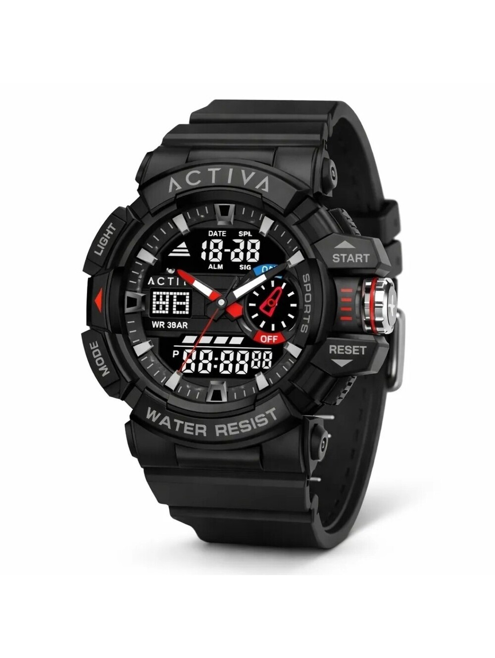 142 Activa Men's Sport Analog Digital Black Dial Rubber Strap Water-Resist Watch